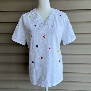 •Zeyubird• 100% Cotton Embroidered Flower Top - Size 2X
